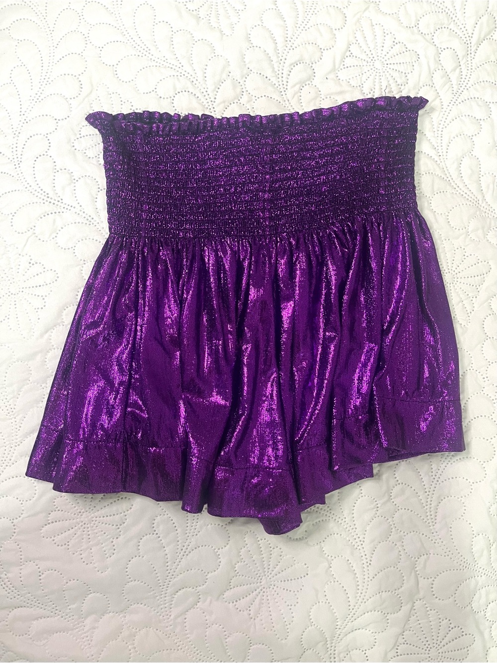 Queen Of Sparkles Purple Metallic Swing Shorts . Medium - Picture 2 of 5